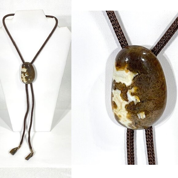 Other - Brown cord and stone bolo tie.